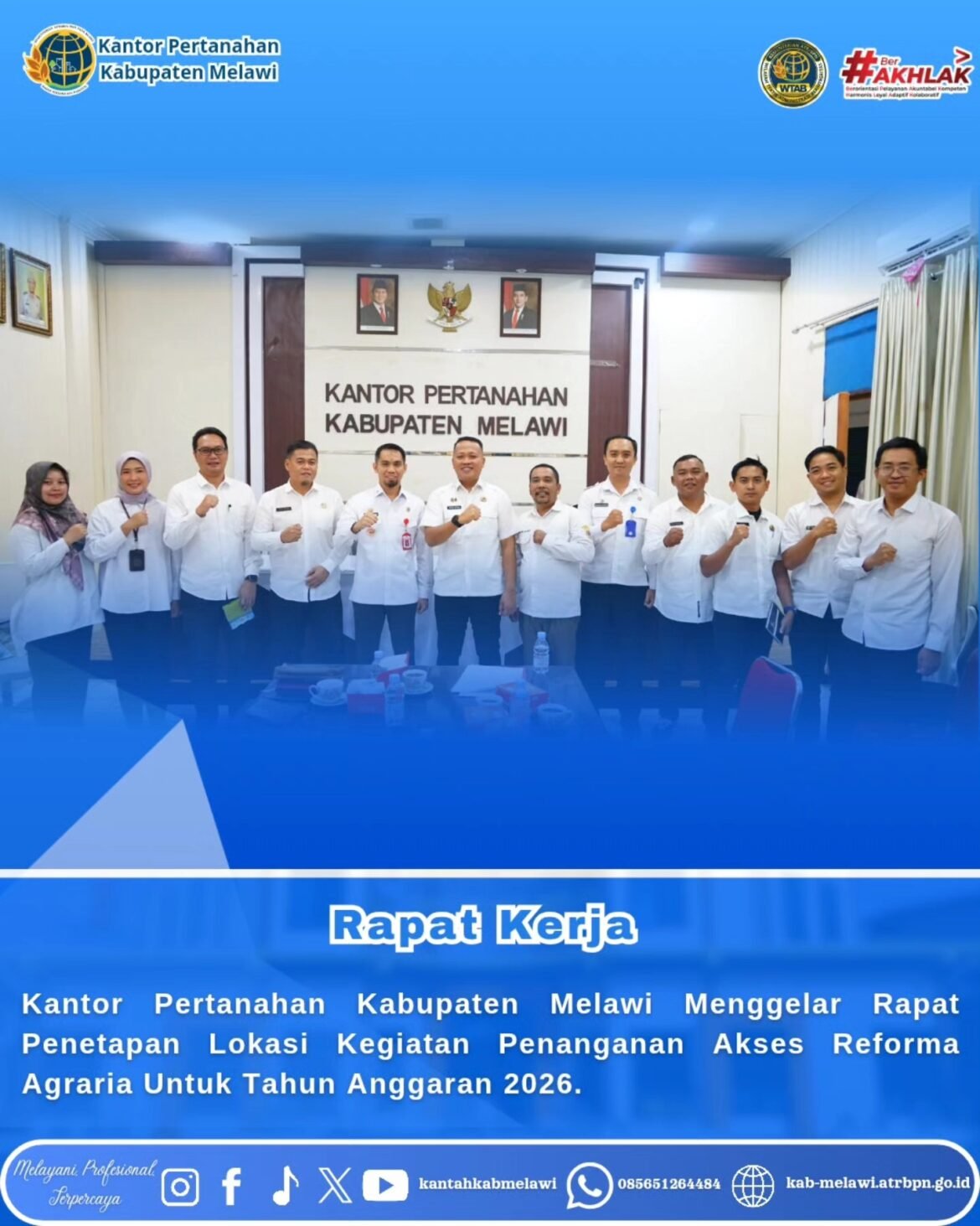 Kantor Pertanahan Kabupaten Melawi melalui Seksi Penataan dan Pemberdayaan telah menggelar Rapat Penetapan Lokasi Kegiatan Penanganan Akses Reforma Agraria / Pemberdayaan Tanah Masyarakat untuk Tahun Anggaran 2026.
