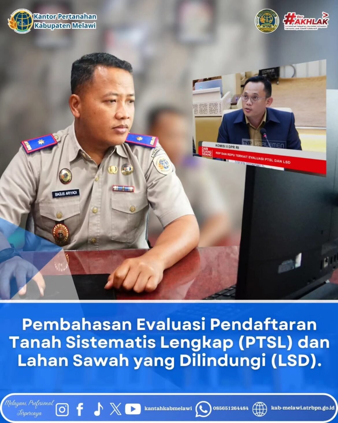Rapat Daring (Zoom Meeting) terkait Pembahasan Evaluasi Pendaftaran Tanah Sistematis Lengkap (PTSL) dan Lahan Sawah yang Dilindungi (LSD).
