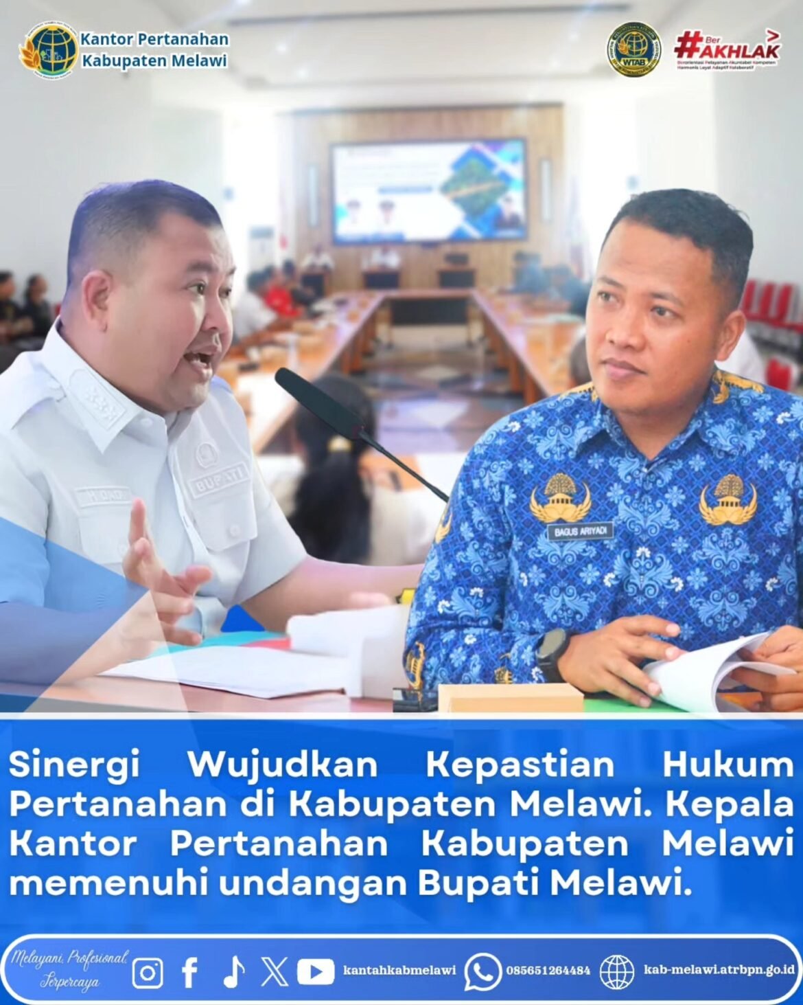 Kepala Kantor Pertanahan Kabupaten Melawi, Bagus Ariyadi, memenuhi undangan Bupati Melawi, H. Dadi Sunarya Usfa Yursa, untuk hadir dalam kegiatan penting Fasilitasi Penyelesaian Sengketa Tanah di Kecamatan Belimbing Hulu.