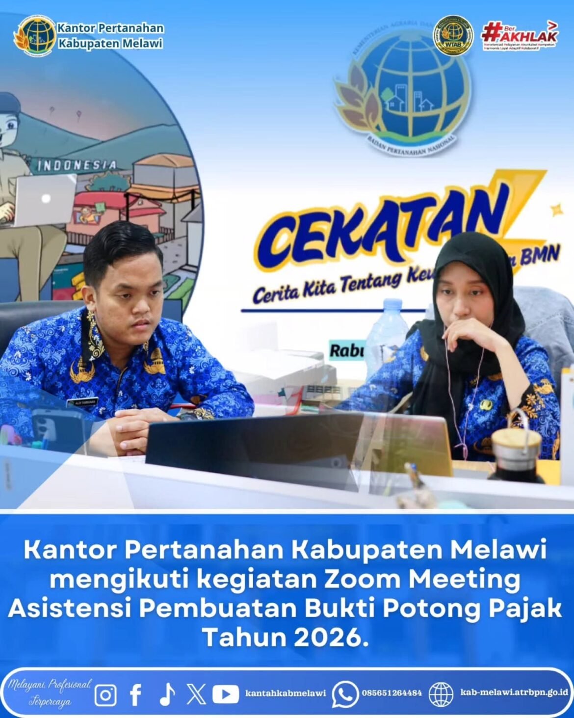 Kantor Pertanahan Kabupaten Melawi mengikuti kegiatan Zoom Meeting Asistensi Pembuatan Bukti Potong Pajak Tahun 2026