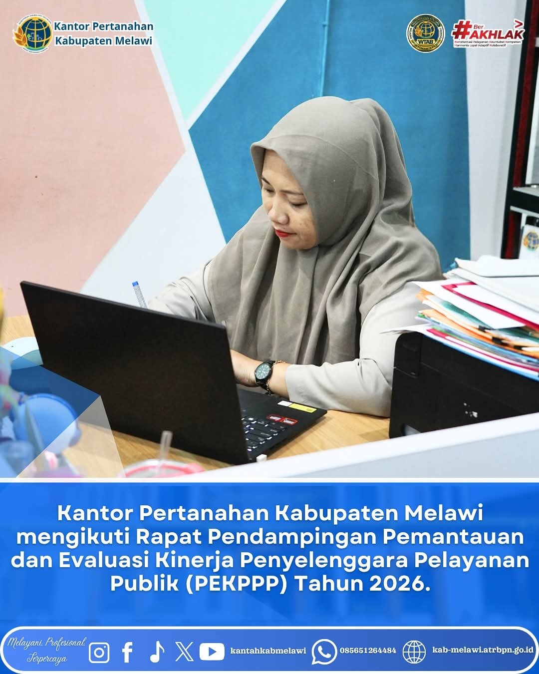 Kantor Pertanahan Kabupaten Melawi mengikuti Rapat Pendampingan Pemantauan dan Evaluasi Kinerja Penyelenggara Pelayanan Publik (PEKPPP) Tahun 2026.