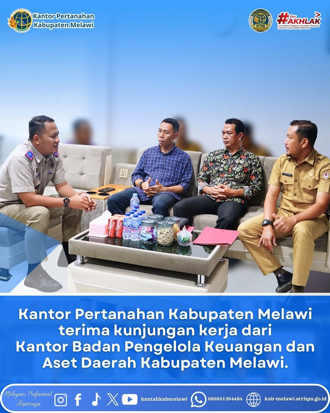 Kantor Pertanahan Kabupaten Melawi menyambut baik kunjungan kerja dari jajaran Badan Pengelolaan Keuangan dan Aset Daerah (BPKAD) Kabupaten Melawi pada Selasa 23 Juni 2026.