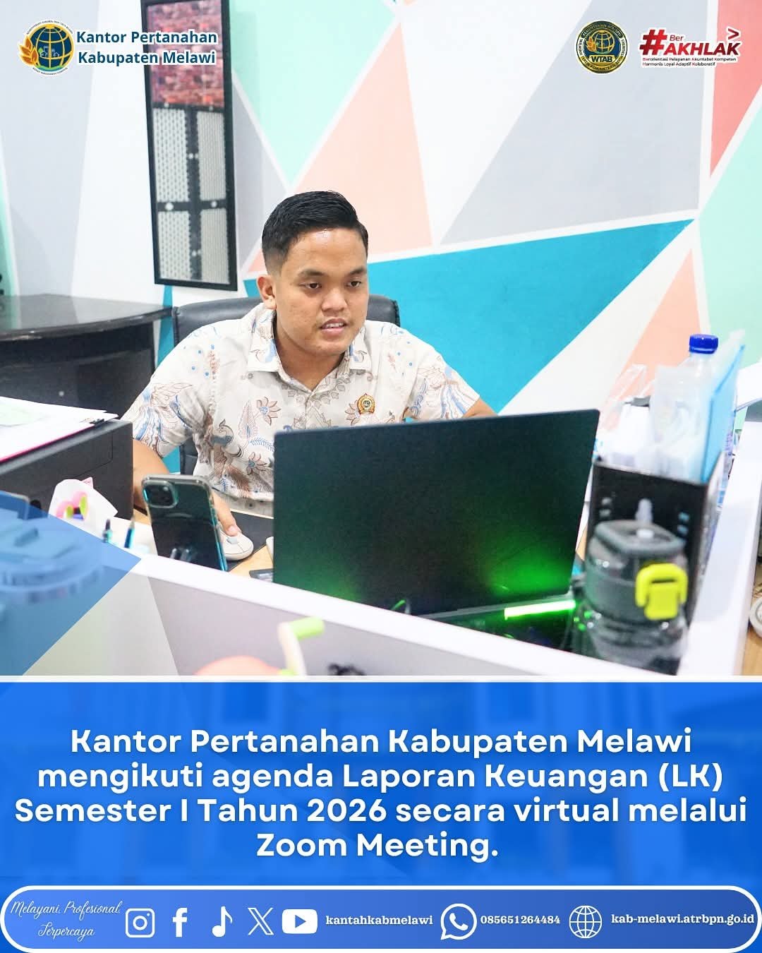 Kantor Pertanahan Kabupaten Melawi telah mengikuti kegiatan rapat koordinasi secara virtual melalui Zoom Meeting.
