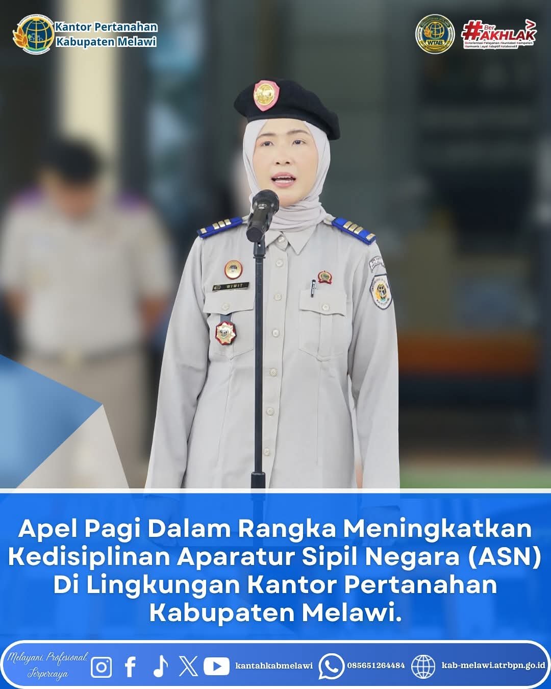 Apel Pagi dalam rangka meningkatkan kedisiplinan Aparatur Sipil Negara (ASN) di lingkungan Kantor Pertanahan Kabupaten Melawi pada Selasa, 21 Juli 2026.