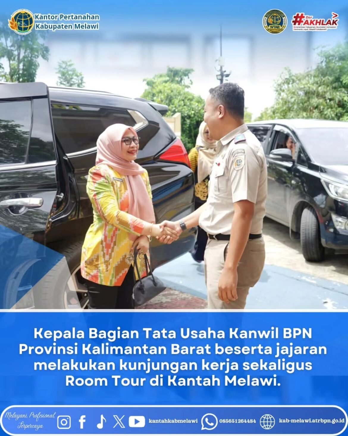 Kabag TU Kantor Wilayah BPN Provinsi Kalimantan Barat, Ibu Nur Fajar Hijriah beserta jajaran melaksanakan kunjungan sekaligus Room Tour di Kantor Pertanahan Kabupaten Melawi. 21 Juli 2026