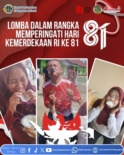 Dalam rangka memperingati HUT ke-81 Kemerdekaan RI, Kantor Pertanahan Kabupaten Melawi gelar Lomba.