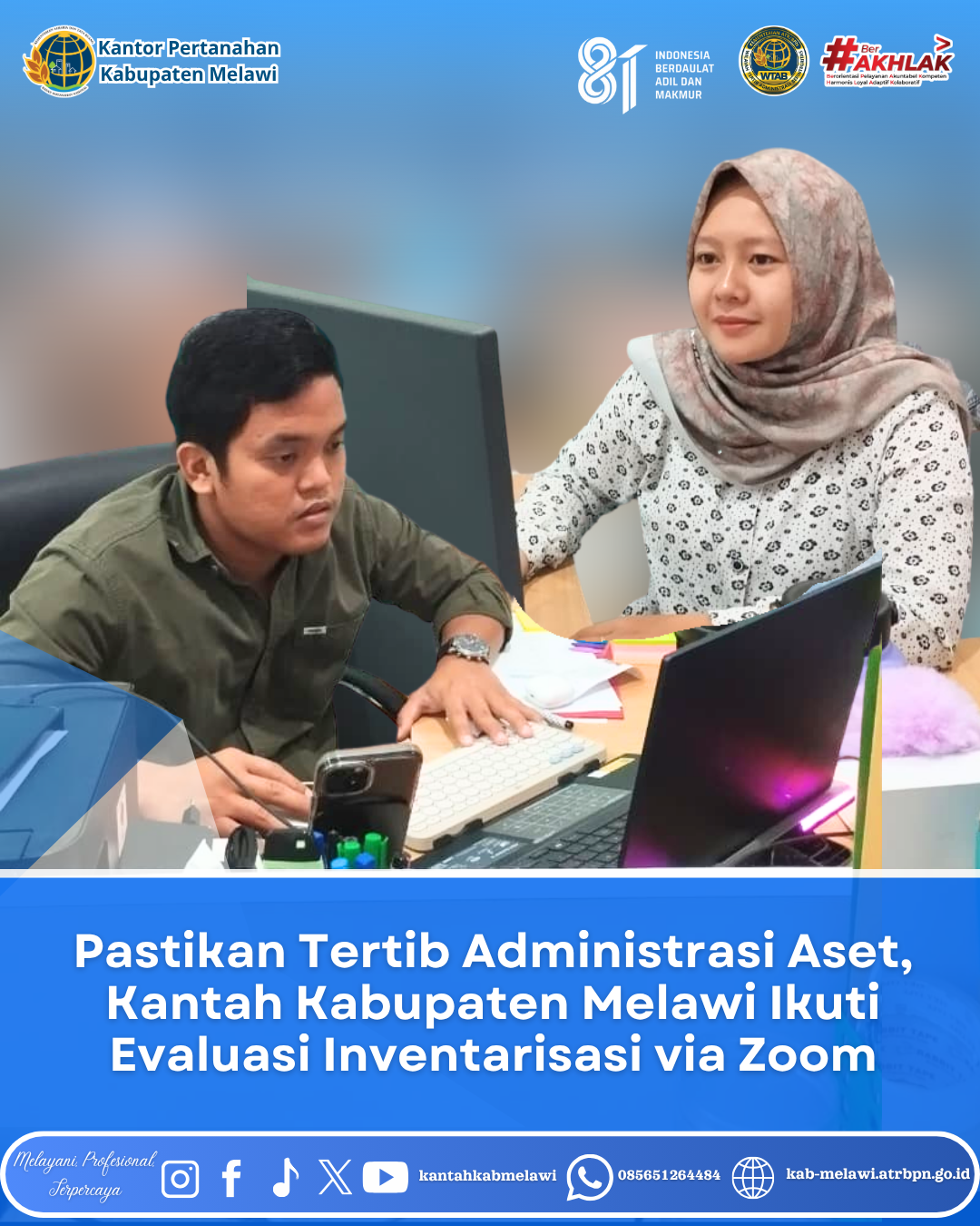 Kantor Pertanahan Kabupaten Melawi mengikuti agenda Rapat Virtual (Zoom Meeting) yang membahas mengenai Evaluasi Inventarisasi Bulan Agustus.