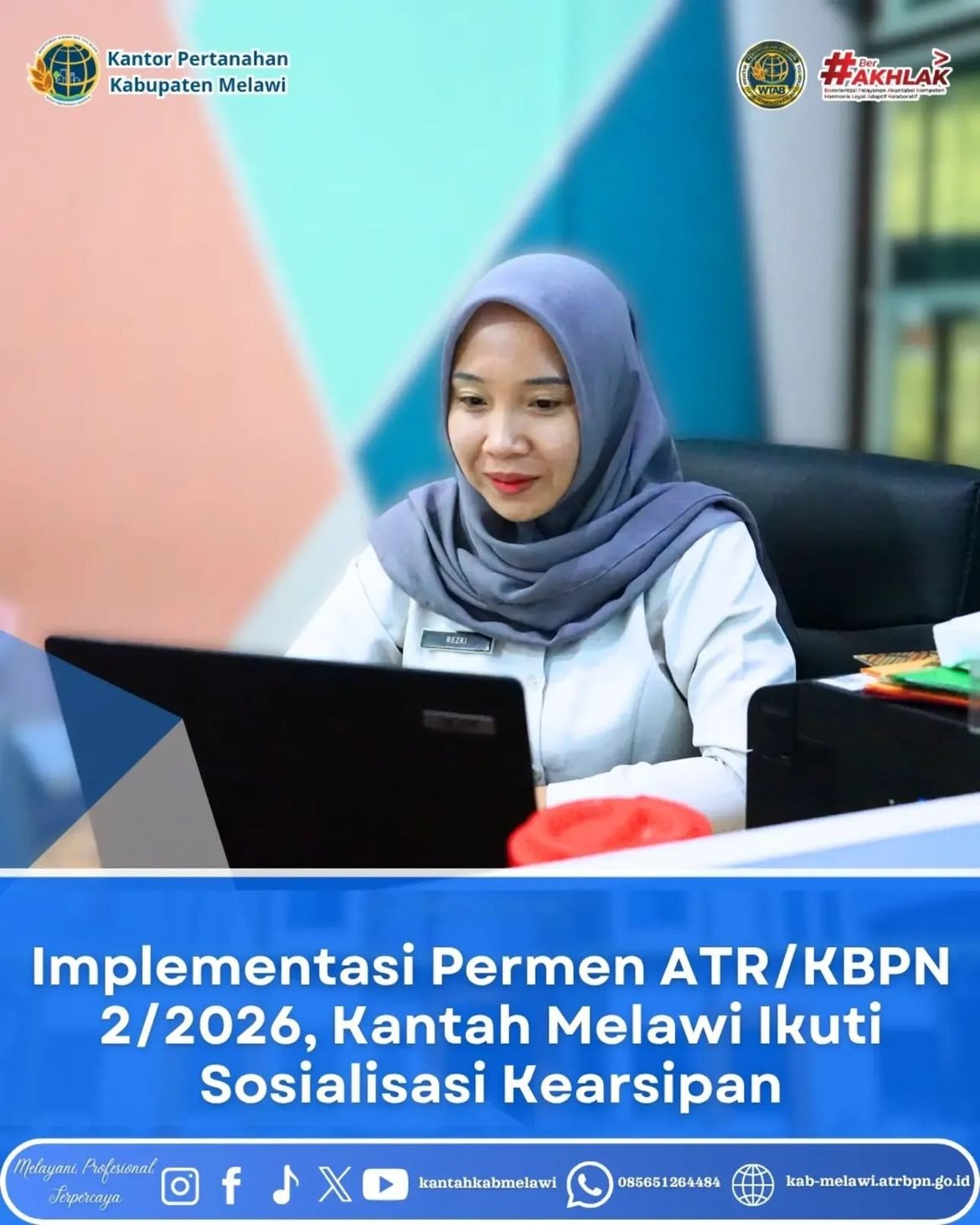 Implementasi Permen ATT/KBPN 2/2026, Kantah Melawi Ikuti Sosialisasi Kearsipan
